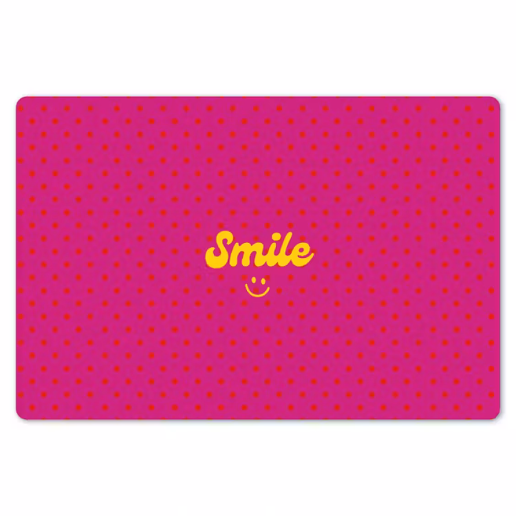 Smile - Stippen - Geel - Smiley - Roze Placemat vinyl groot -zzsfeer1_Kitchenyeah-website