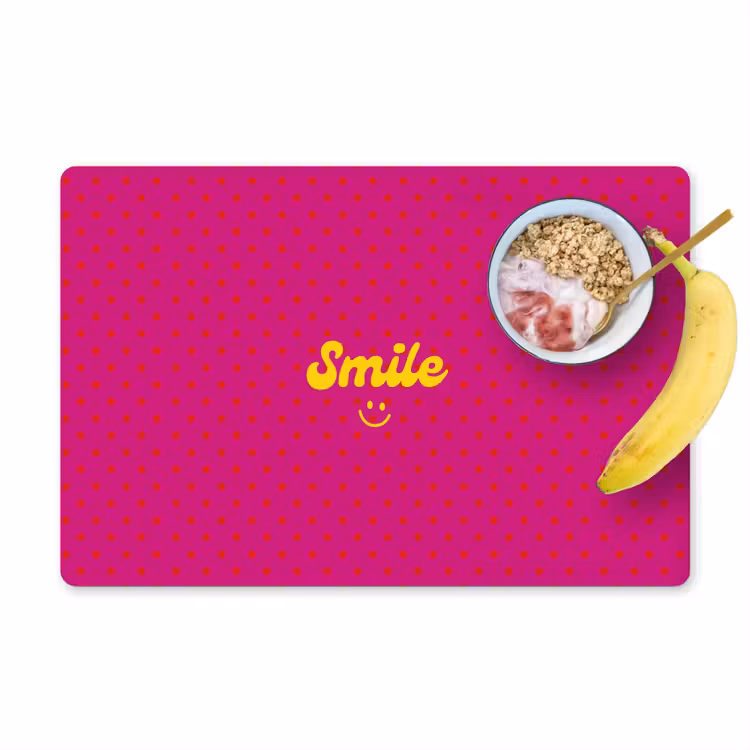 Smile - Stippen - Roze Placemat vinyl groot -zzzproduct_Kitchenyeah-website