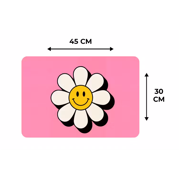Smiley - Bloem - Roze Placemat vinyl groot -specs