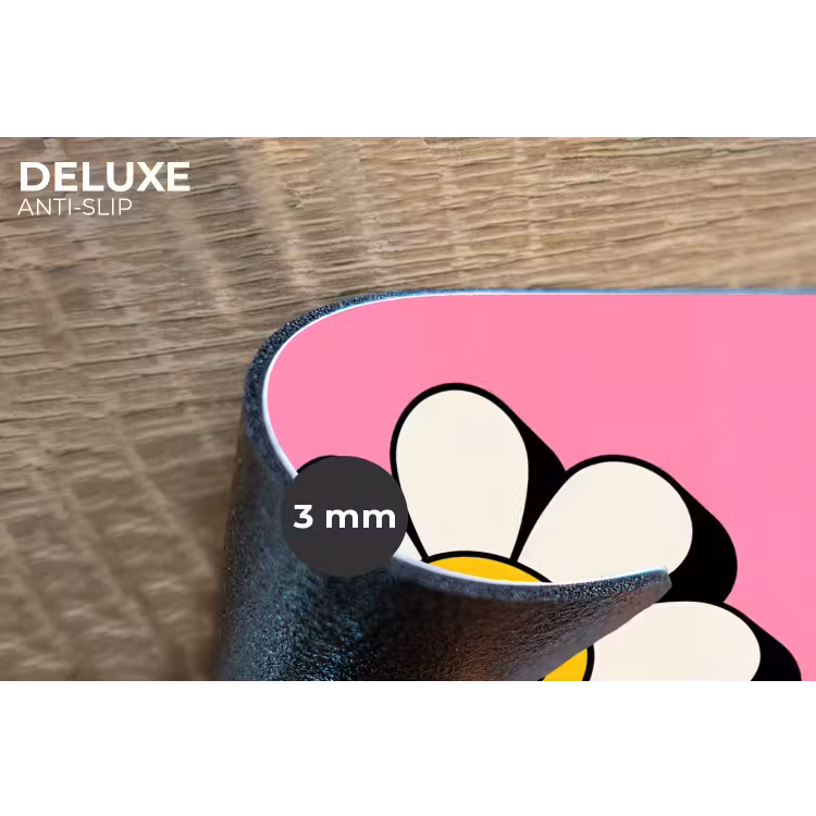 Smiley - Bloem - Roze Placemat vinyl groot -closeup