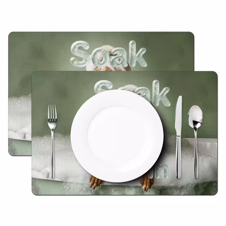 Soak it all in - Hond - Bad Placemat vinyl groot -zzsfeer2_Kitchenyeah-website