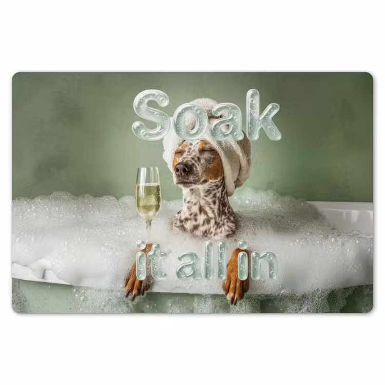 Soak it all in - Hond - Bad Placemat vinyl groot -zzsfeer1_Kitchenyeah-website