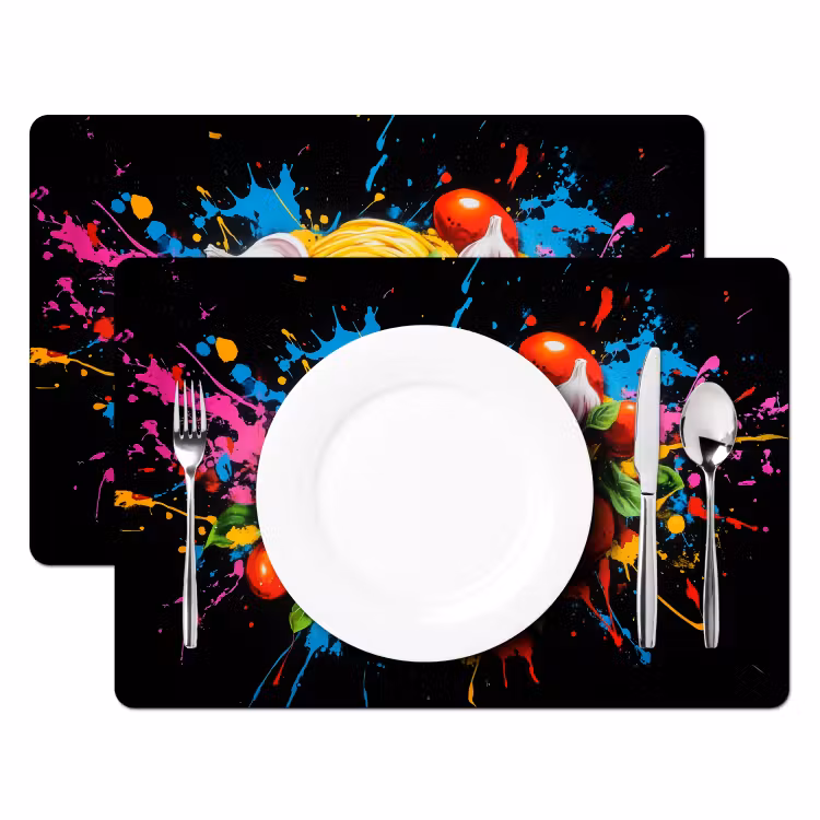 Spaghetti - Graffiti - Verf - Kleurrijk - Eten - Modern Placemat vinyl groot -zzsfeer2_Kitchenyeah-website