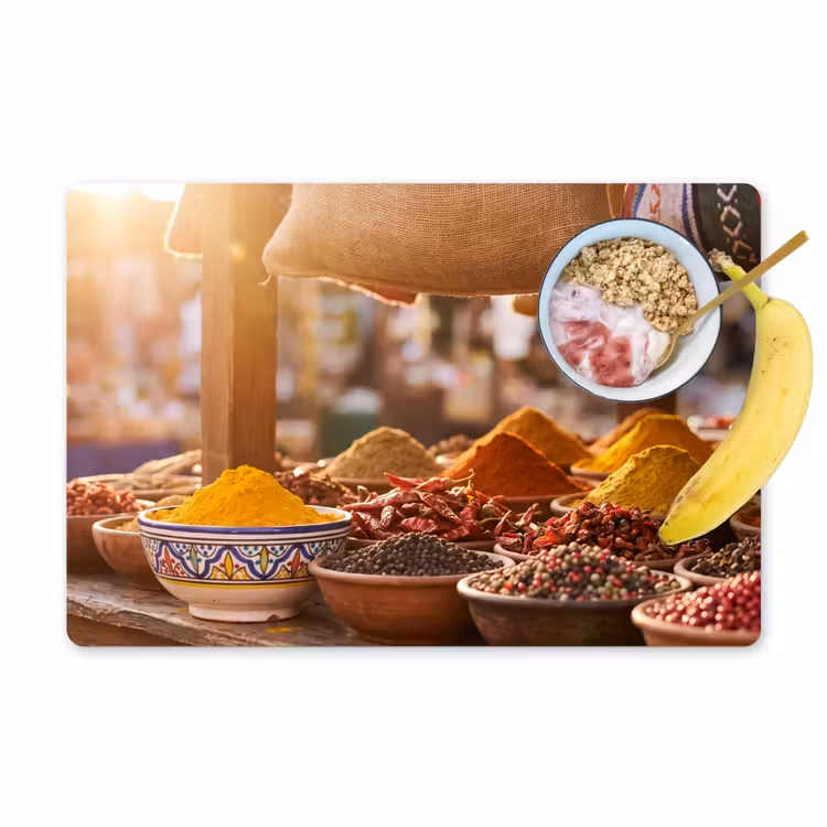Placemat - 6 stuks - Specerijen - Markt - Kleurrijk - Specerijen - Markt - Kleurrijk Placemat vinyl groot