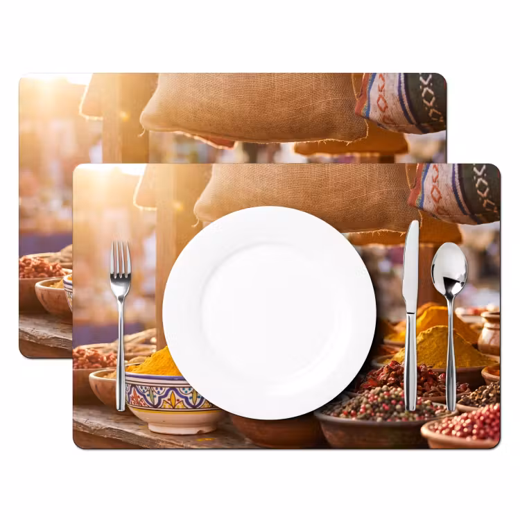 Placemat - 6 stuks - Specerijen - Markt - Kleurrijk - Specerijen - Markt - Kleurrijk Placemat vinyl groot