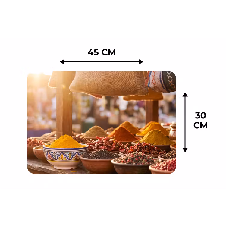 Placemat - 6 stuks - Specerijen - Markt - Kleurrijk - Specerijen - Markt - Kleurrijk Placemat vinyl groot