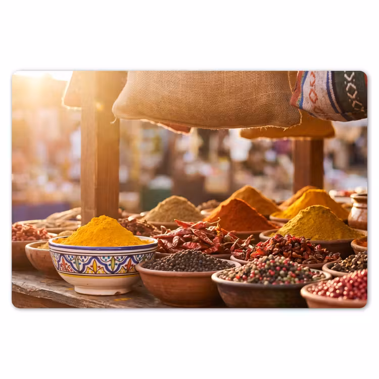 Placemat - 6 stuks - Specerijen - Markt - Kleurrijk - Specerijen - Markt - Kleurrijk Placemat vinyl groot