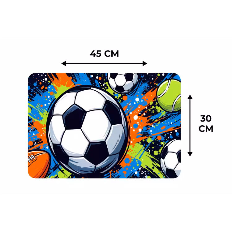 Sport - Ballen - Kleurrijk Placemat vinyl groot -specs