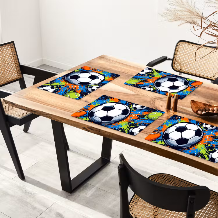 Sport - Ballen - Kleurrijk Placemat vinyl groot -zzsfeer4_Kitchenyeah-website