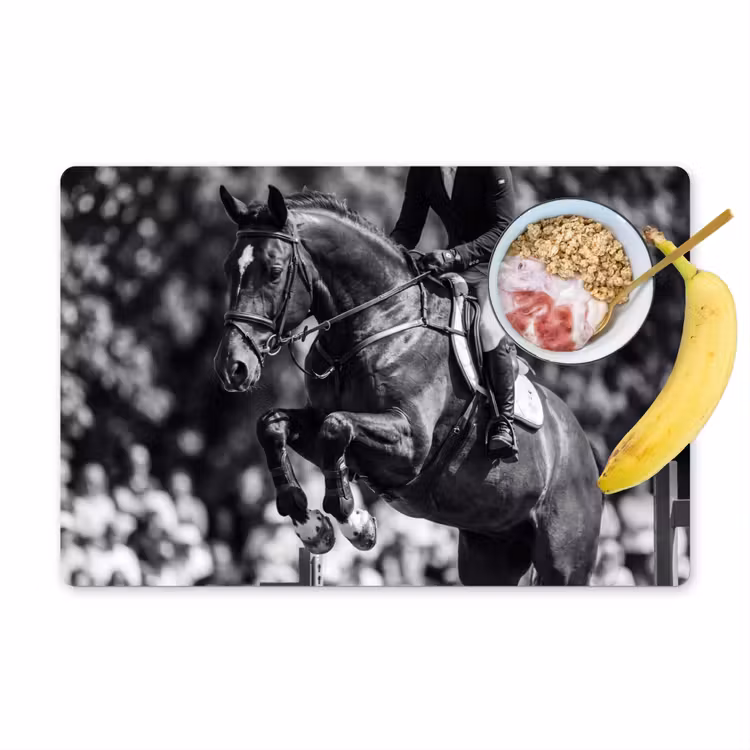 Springen - Paard - Zwart - Wit Placemat vinyl groot -zzzproduct_Kitchenyeah-website