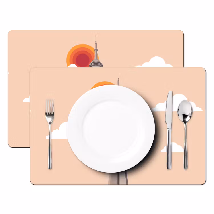 Stad - Gebouw - Architectuur - Retro - Oranje Placemat vinyl groot -zzsfeer2_Kitchenyeah-website