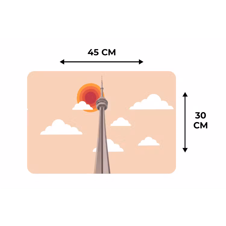 Stad - Gebouw - Architectuur - Retro - Oranje Placemat vinyl groot -specs