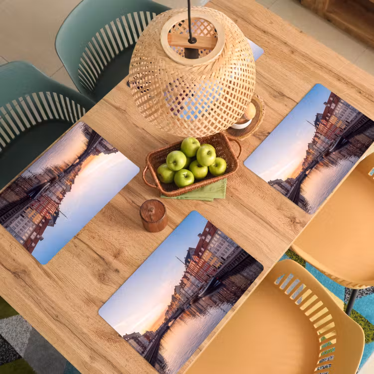 Stad - Gracht - Zonsondergang - Klassiek - Kleurrijk Placemat vinyl groot -zzsfeer5_Kitchenyeah-website