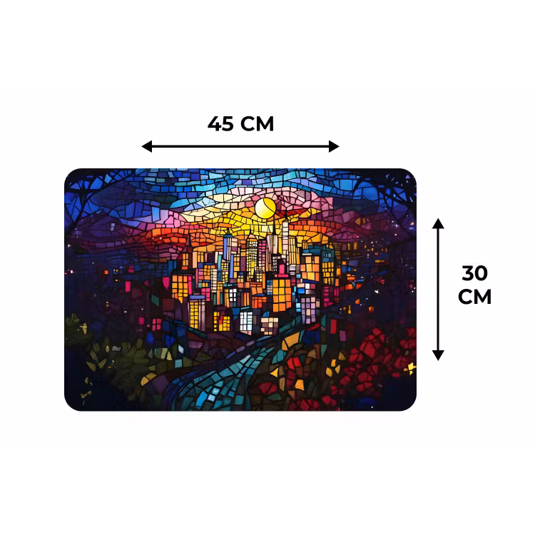 Stad - Maan - Mozaïek - Kleurrijk Placemat vinyl groot -specs