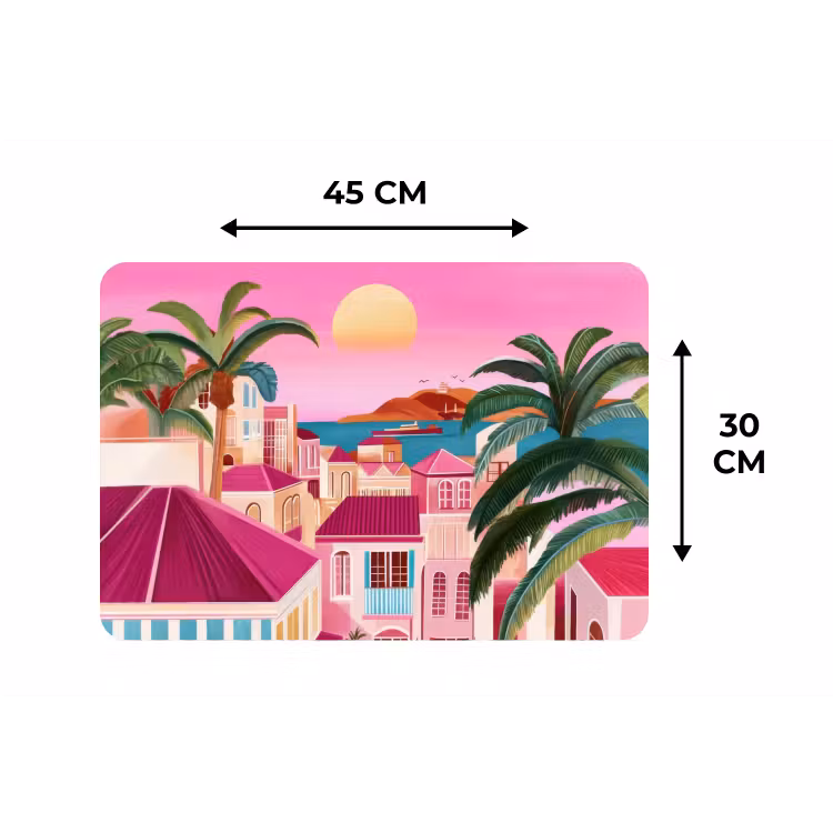 Stad - Roze - Palmbomen Placemat vinyl groot -specs