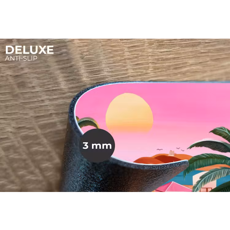 Stad - Roze - Palmbomen Placemat vinyl groot -closeup