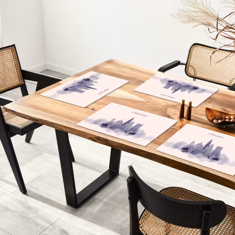 Stad - Skyline - Architectuur - Lijntekening - Blauw Placemat vinyl groot -zzsfeer4_Kitchenyeah-website