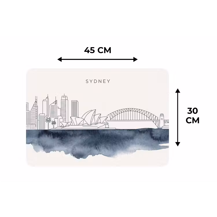 Stad - Skyline - Architectuur - Minimalistisch - Blauw Placemat vinyl groot -specs