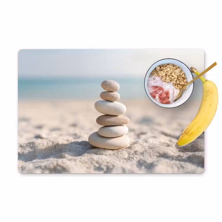 Stenen - Stapel - Zand - Zee Placemat vinyl groot -zzzproduct_Kitchenyeah-website