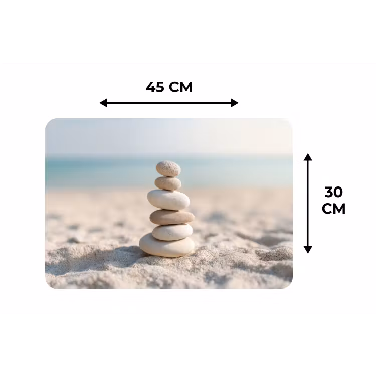Stenen - Stapel - Zand - Zee Placemat vinyl groot -specs