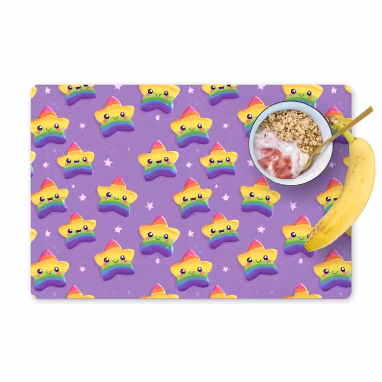 Sterren - Regenboog - Paars Placemat vinyl groot 368 -zzzproduct_Kitchenyeah-website