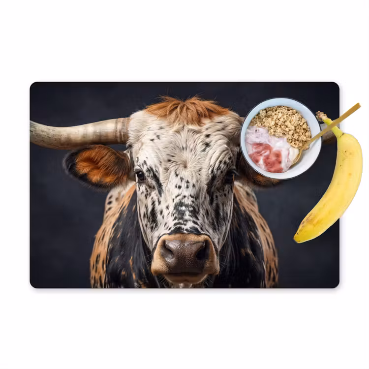 Stier - Kleurrijk - Hoorns Placemat vinyl groot -zzzproduct_Kitchenyeah-website