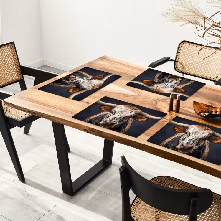 Stier - Kleurrijk - Hoorns Placemat vinyl groot -zzsfeer4_Kitchenyeah-website