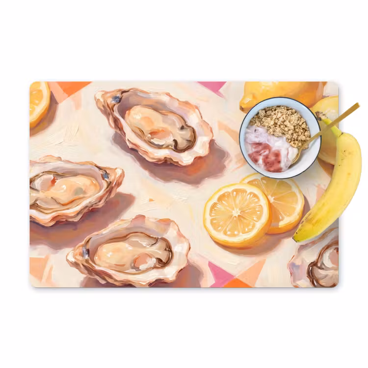 Stilleven - Citroenen - Oesters - Abstract - Oranje Placemat vinyl groot -zzzproduct_Kitchenyeah-website