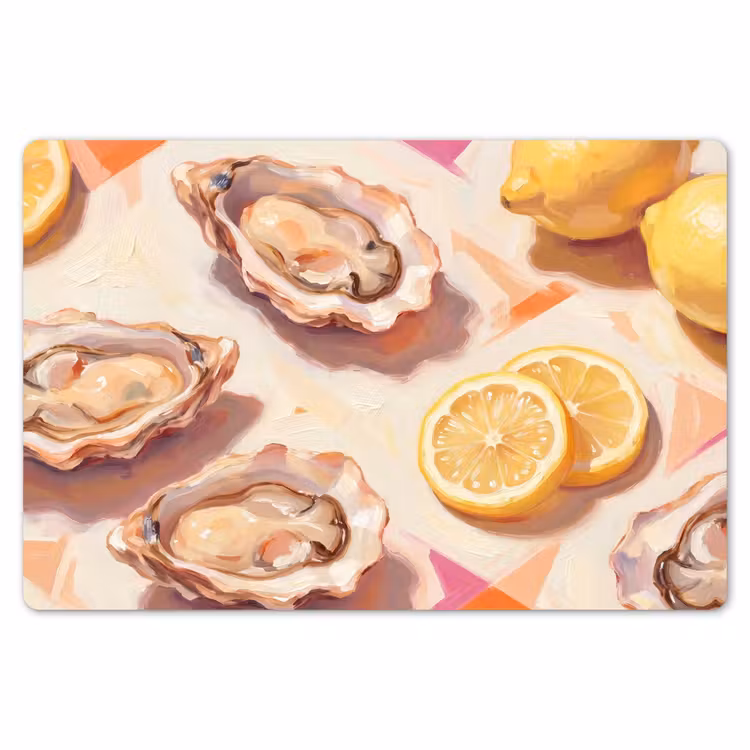 Stilleven - Citroenen - Oesters - Abstract - Oranje Placemat vinyl groot -zzsfeer1_Kitchenyeah-website