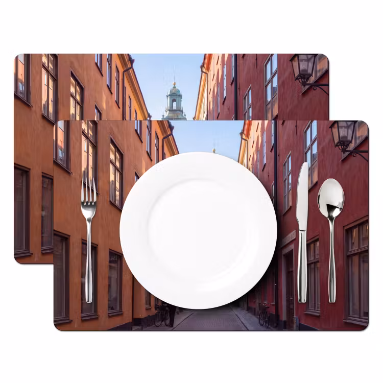 Straat - Klokkentoren - Stad - Architectuur - Historisch Placemat vinyl groot -zzsfeer2_Kitchenyeah-website