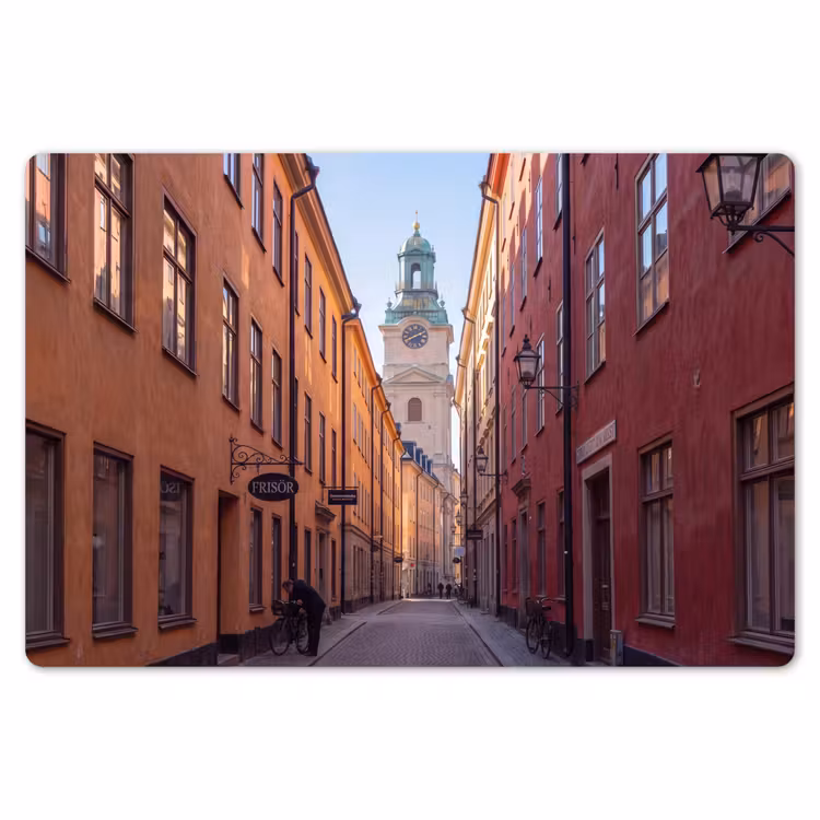 Straat - Klokkentoren - Stad - Architectuur - Historisch Placemat vinyl groot -zzsfeer1_Kitchenyeah-website