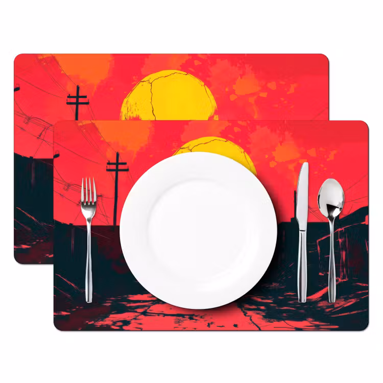 Straat - Verlaten - Schedel - Geel Placemat vinyl groot -zzsfeer2_Kitchenyeah-website