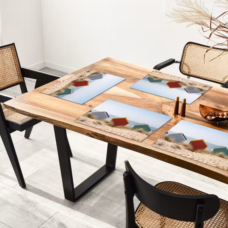 Strand - Huisjes - Kleurrijk - Duinen Placemat vinyl groot -zzsfeer4_Kitchenyeah-website