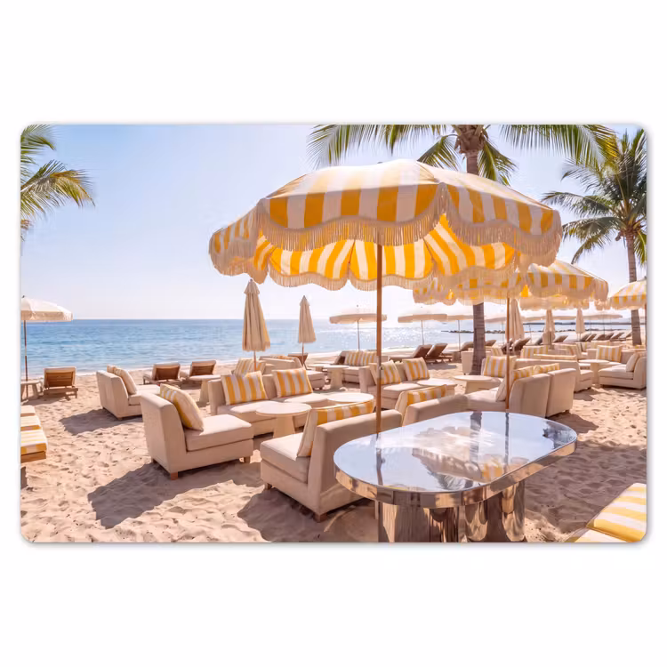 Strand - Ligbedden - Vakantie - Modern - Geel Placemat vinyl groot -zzsfeer1_Kitchenyeah-website