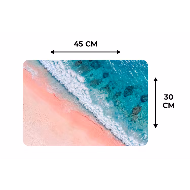 Strand - Oceaan - Golven - Roze Zand - Natuur Placemat vinyl groot -specs