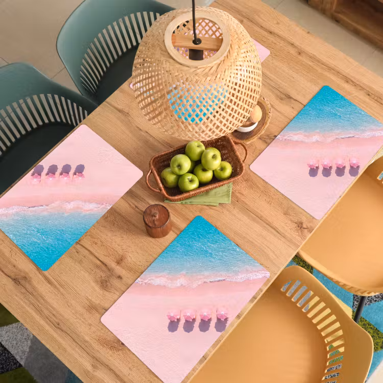 Strand - Roze zand - Zee - Zomer - Natuur Placemat vinyl groot -zzsfeer5_Kitchenyeah-website