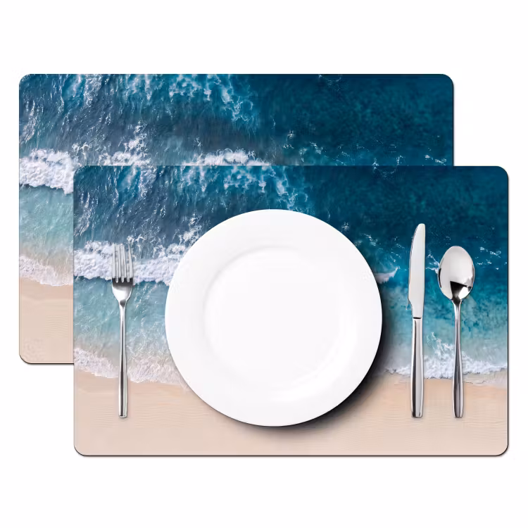 Strand - Zee - Golven - Natuur - Blauw Placemat vinyl groot -zzsfeer2_Kitchenyeah-website