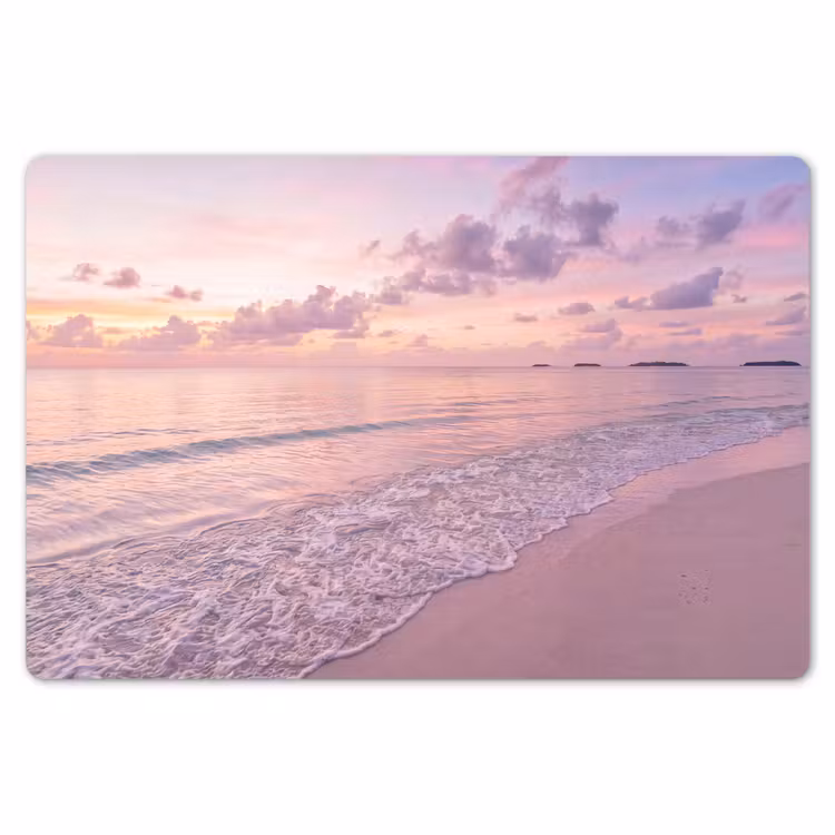 Strand - Zonsondergang - Natuur - Minimalistisch - Roze Placemat vinyl groot -zzsfeer1_Kitchenyeah-website