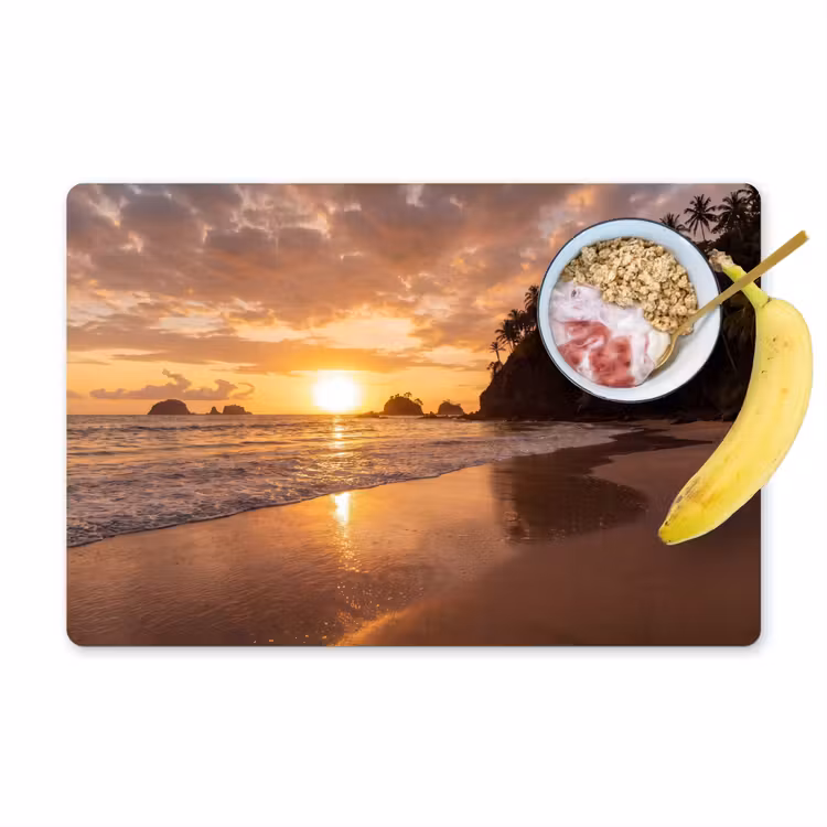 Strand - Zonsondergang - Natuur - Tropisch - Oranje Placemat vinyl groot -zzzproduct_Kitchenyeah-website