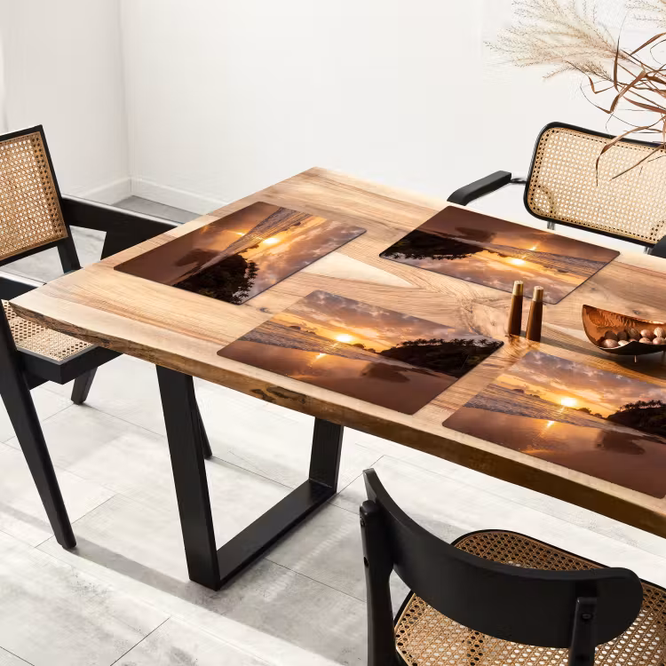 Strand - Zonsondergang - Natuur - Tropisch - Oranje Placemat vinyl groot -zzsfeer4_Kitchenyeah-website