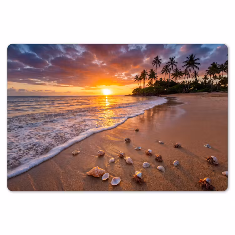 Strand - Zonsondergang - Palmbomen - Natuur - Oranje Placemat vinyl groot -zzsfeer1_Kitchenyeah-website