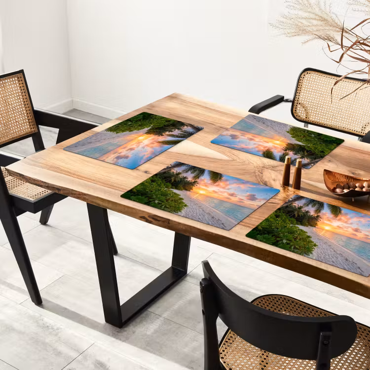 Strand - Zonsondergang - Palmbomen - Tropisch - Natuur Placemat vinyl groot -zzsfeer4_Kitchenyeah-website