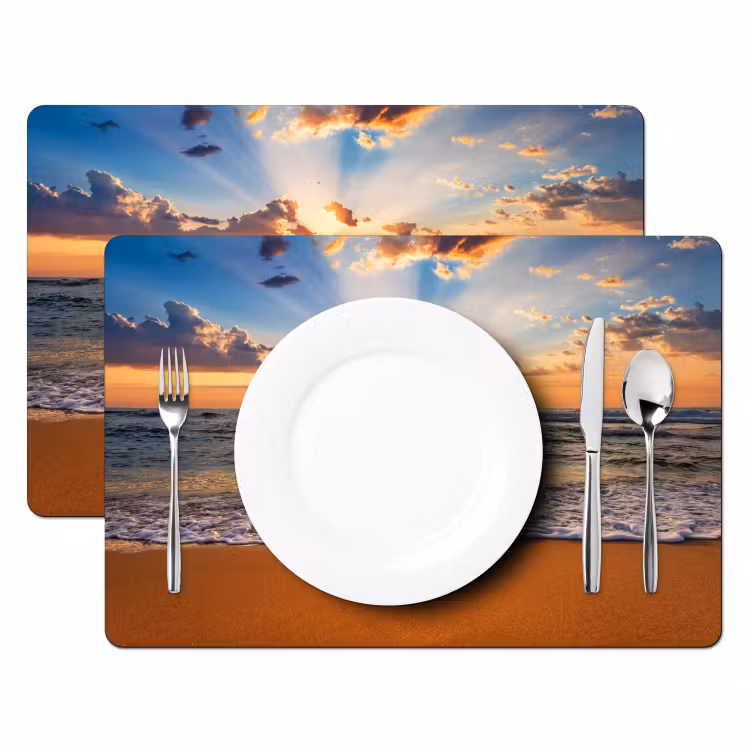 Strand - Zonsondergang - Zee - Wolken - Horizon Placemat vinyl groot -zzsfeer2_Kitchenyeah-website