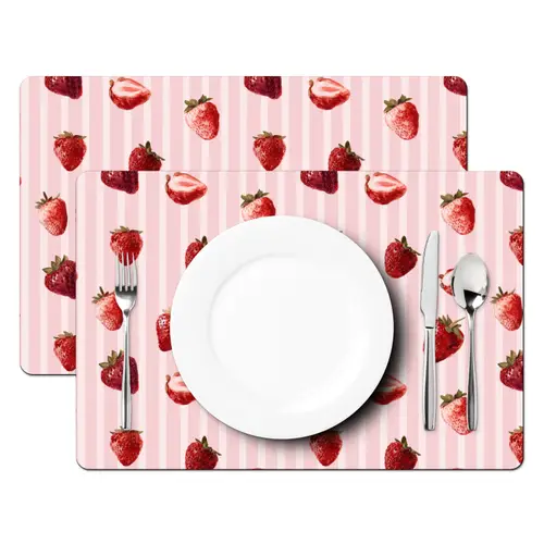 Strepen - Aardbei - Roze Placemat vinyl groot 368 -zzsfeer2_Kitchenyeah-website