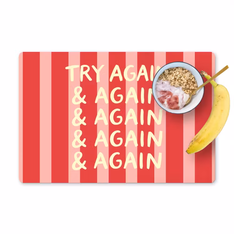 Strepen - Rood - Try again Placemat vinyl groot -zzzproduct_Kitchenyeah-website