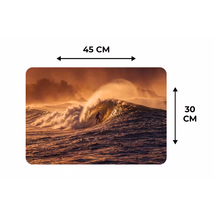 Surfer - Golf - Oceaan - Sport - Oranje Placemat vinyl groot -specs