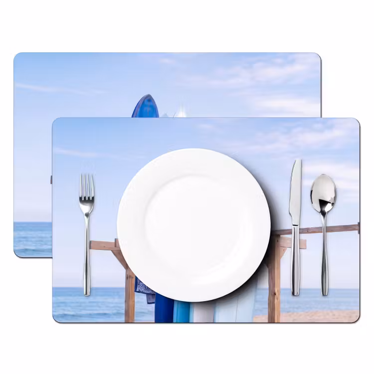Surfplank - Strand - Zomer - Blauw - Water Placemat vinyl groot -zzsfeer2_Kitchenyeah-website
