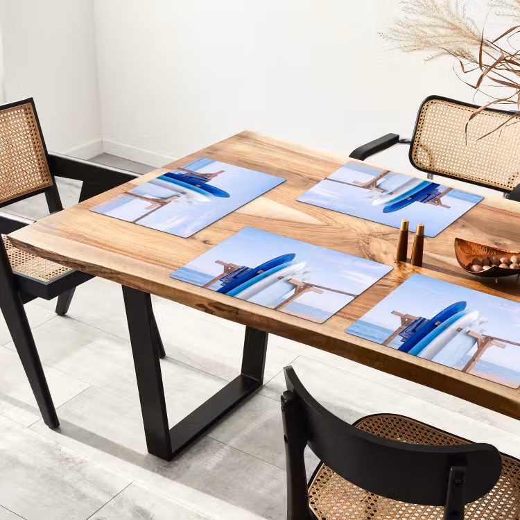 Surfplank - Strand - Zomer - Blauw - Water Placemat vinyl groot -zzsfeer4_Kitchenyeah-website