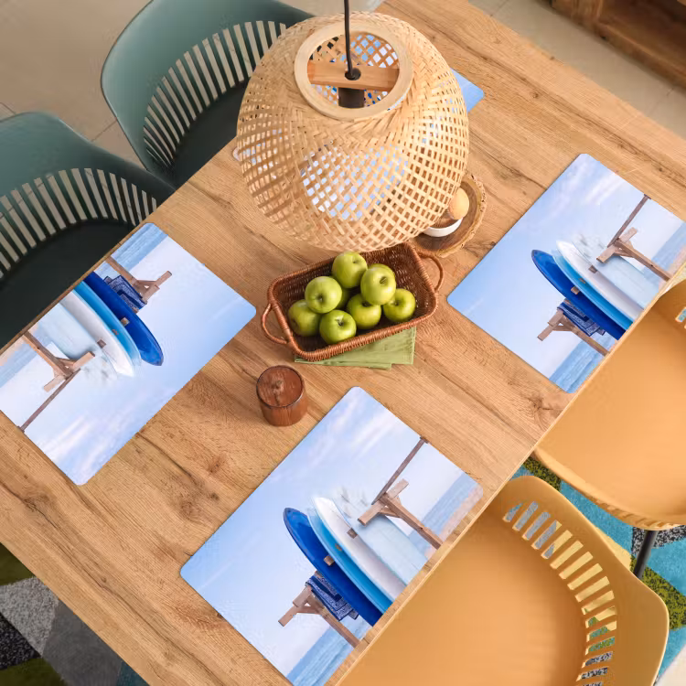 Surfplank - Strand - Zomer - Blauw - Water Placemat vinyl groot -zzsfeer5_Kitchenyeah-website