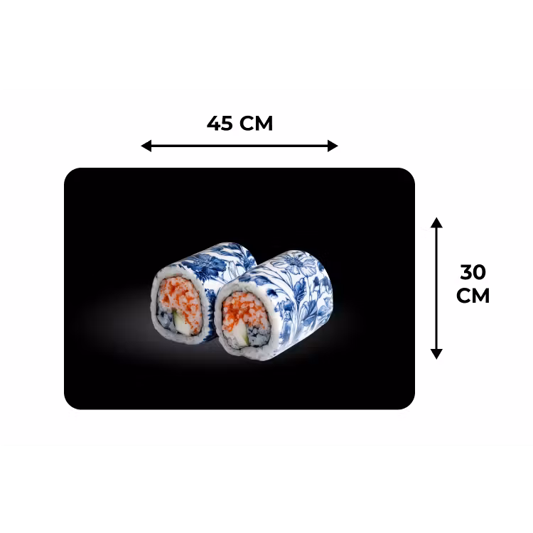 Sushi - Delfts blauw - Rijst - Vis - Elegant Placemat vinyl groot -specs